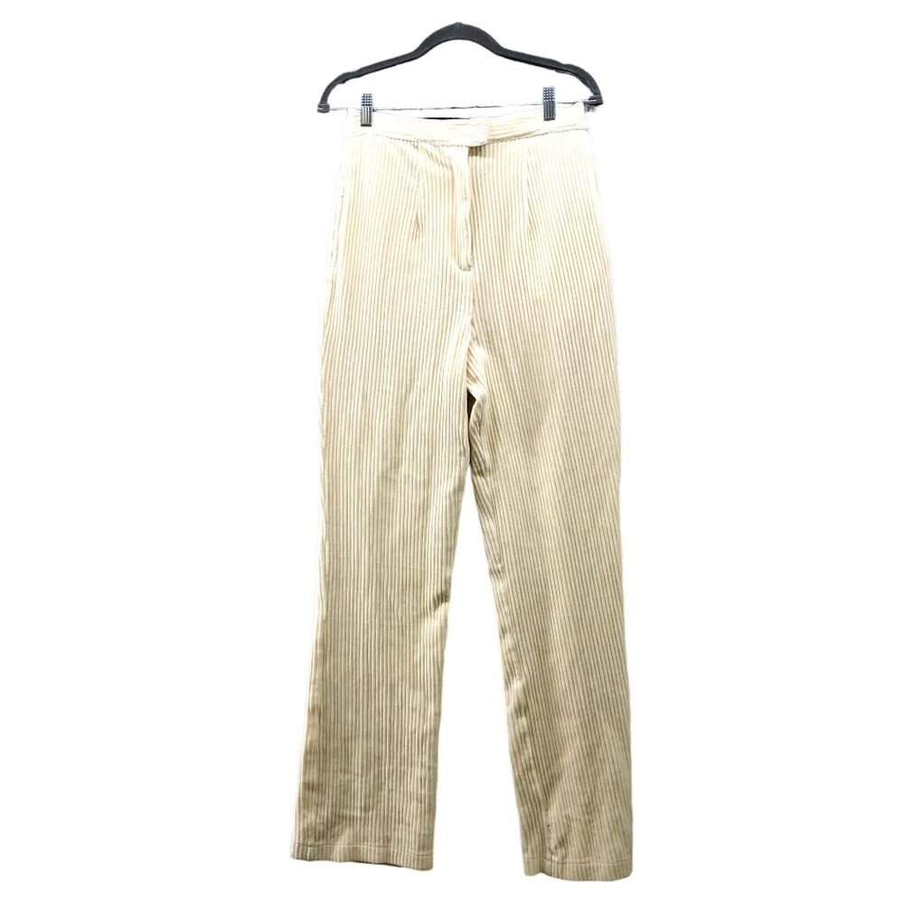 VTG High Waisted Corduroy Pants Womens M 28" Waist Straight Yellow Stretch